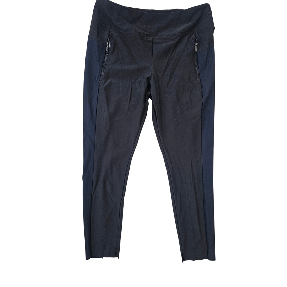 Athleta Womens XL Black Navy Blue Zipper Pocket High RiseLeggings Athletic Pants